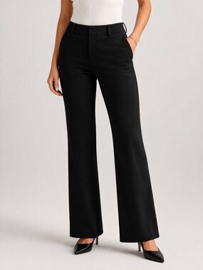 Quince Black Ponte Bootcut Pants Petite High Rise Stretch NWT Minimalist